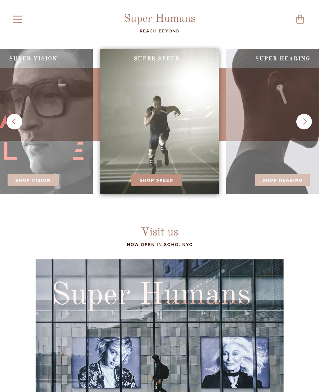 A mockup of the Super Humans site