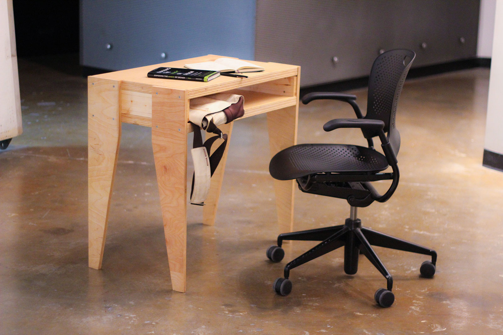 a desk made from reclaimed wood